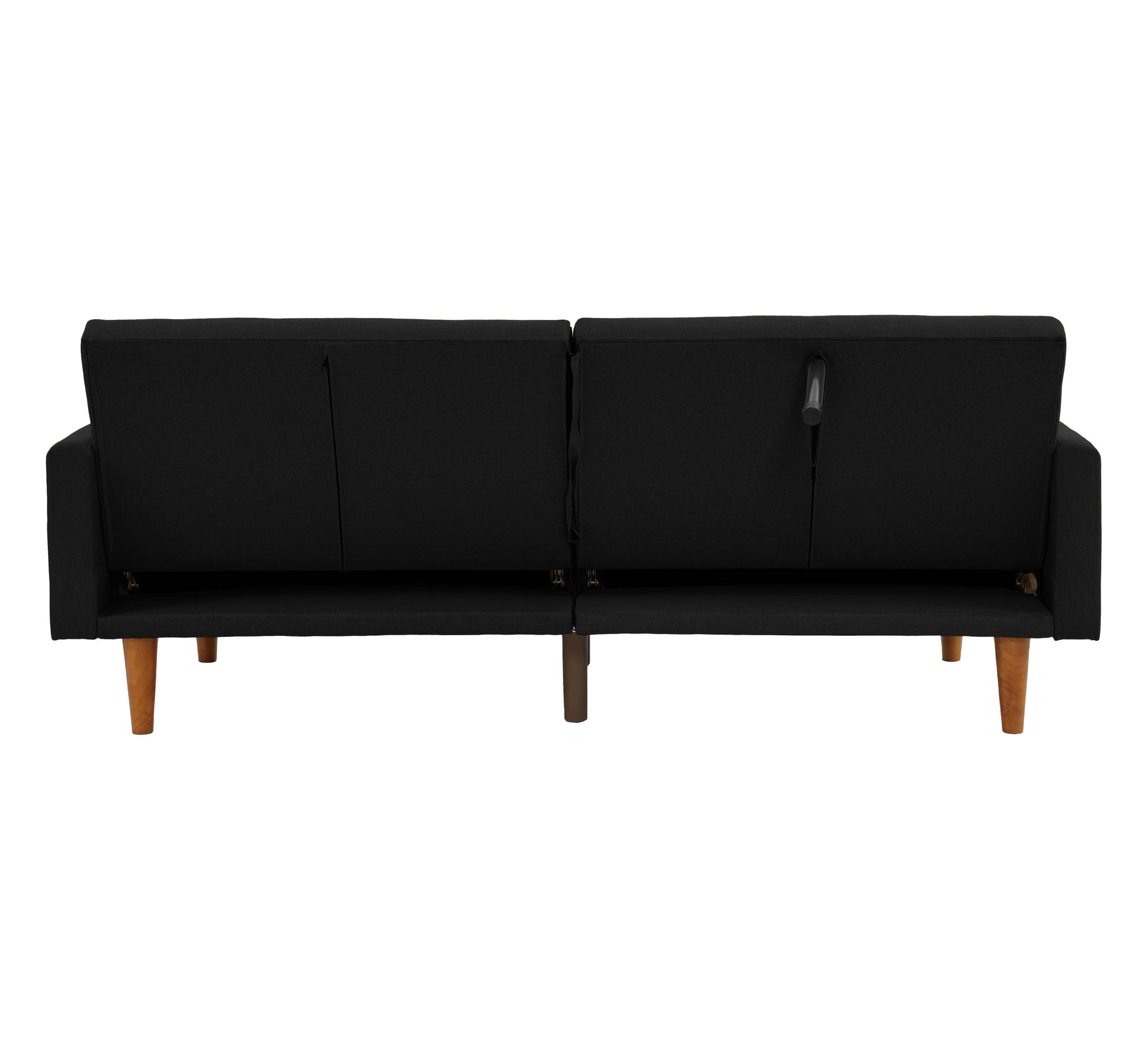 Adjustable Sofa In Black Faux Leather Black Fabric