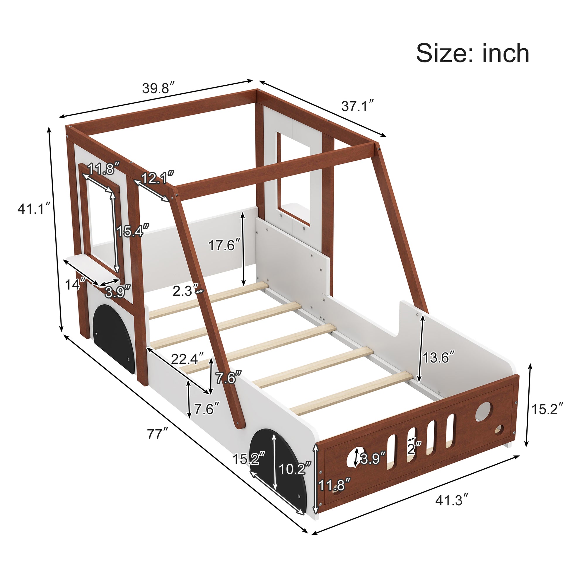 Fun Play Design Twin Size Car Bed, Kids Platform Bed In Car Shaped For Kids Boys Girls Teens,White Orange Twin Orange Solid Wood Mdf