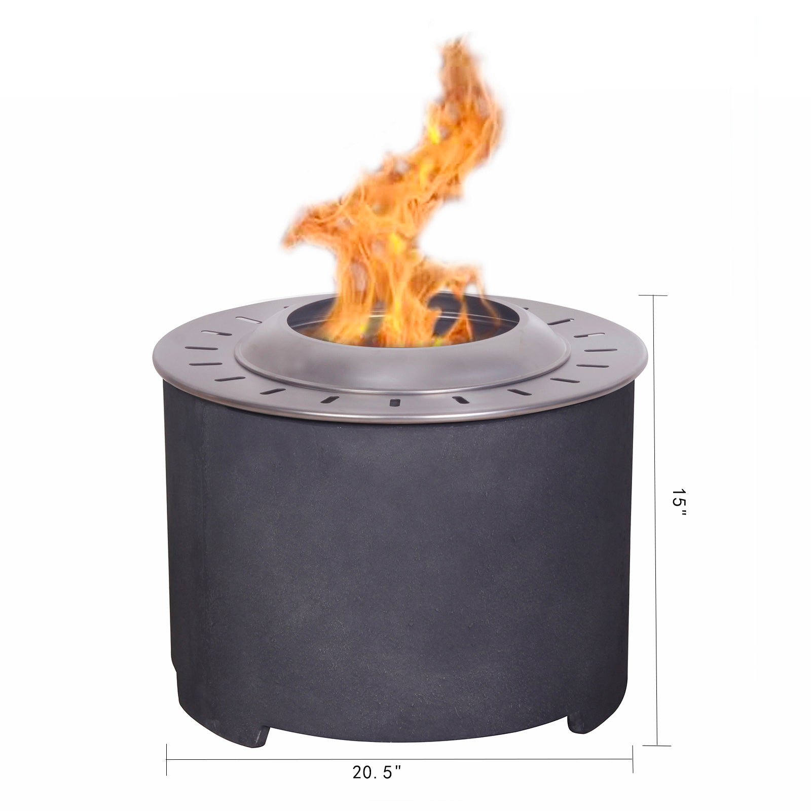 20.5 Inch X 15 Inch Dark Grey Faux Concrete Texture Smokeless Firepit With Wood Pellet Twig Wood As The Fuel Dark Gray European Magnesium Oxide