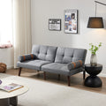 Convertible Sofa Bed Futon With Solid Wood Legs Linen Fabric Grey Grey Fabric