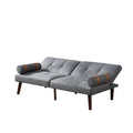 Convertible Sofa Bed Futon With Solid Wood Legs Linen Fabric Grey Grey Fabric