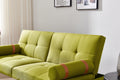 Convertible Sofa Bed Futon With Solid Wood Legs Linen Fabric Musterd Green Light Green Fabric