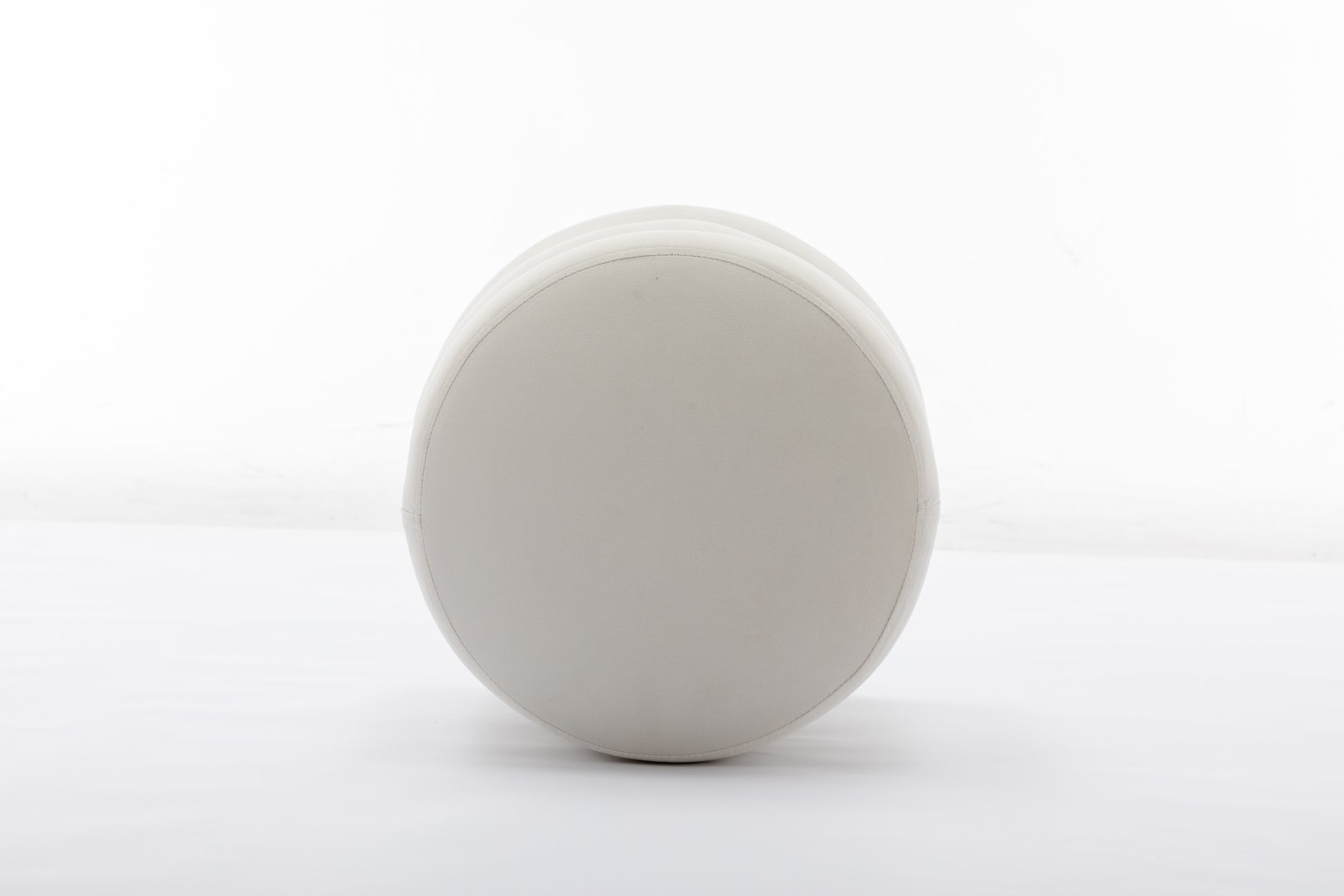 006 Soft Velvet Round Ottoman Footrest Stool,Ivory Ivory Modern Footstool Foam Velvet