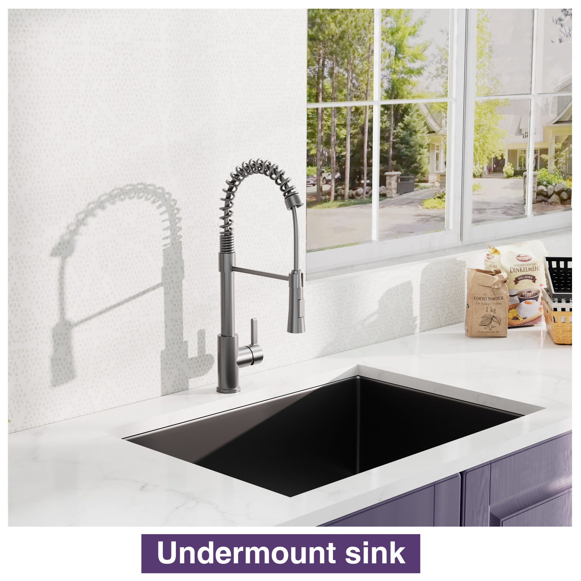 27Inch Gunmetal Black Undermount 18 Guage Stainless Steel Kitchen Sink With Black Spring Neck Faucet Gunmetal Black Stainless Steel