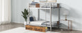 Twin Xl Over Twin Xl Metal Bunk Bed With Mdf Board Guardrail And Two Storage Drawers,Silver Twin Xl Silver Metal