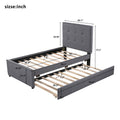Linen Upholstered Platform Bed With Headboard And Trundle, Twin Old Sku: Sm000504Aae Box Spring Not Required Twin Gray Wood Bedroom Pine Bed Frame Linen Linen