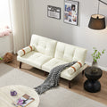 Convertible Sofa Bed Futon With Solid Wood Legs Linen Fabric Ivory Ivory Fabric