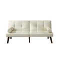 Convertible Sofa Bed Futon With Solid Wood Legs Linen Fabric Ivory Ivory Fabric