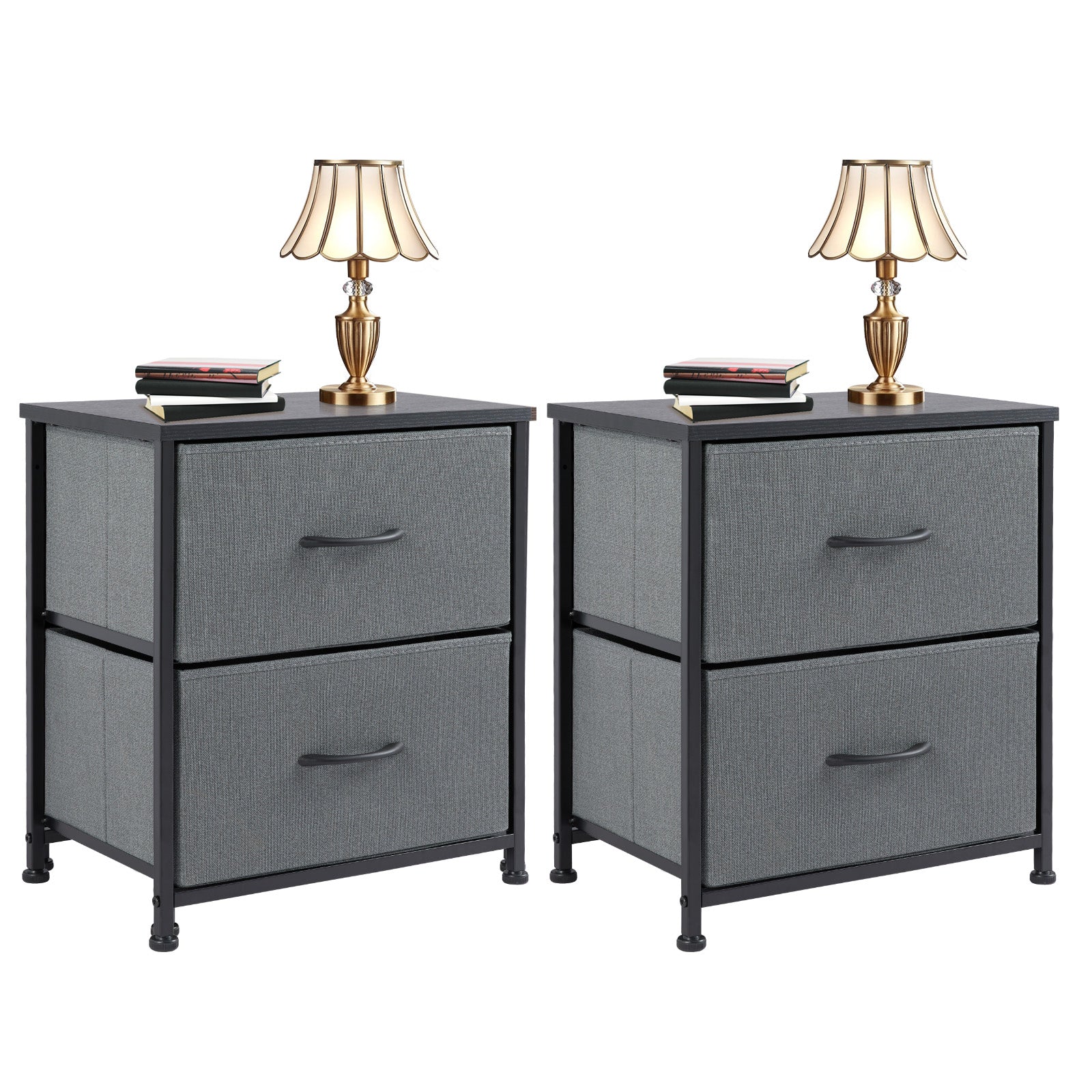 Drawers Dresser Chest Of Drawers,Metal Frame And Wood Top,Gray,Two Packs Gray Wood