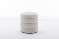 006 Soft Velvet Round Ottoman Footrest Stool,Ivory Ivory Modern Footstool Foam Velvet