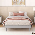 Modern Design Twin Size Floating Platform Bed Frame For Grey Color Grey Particle Board