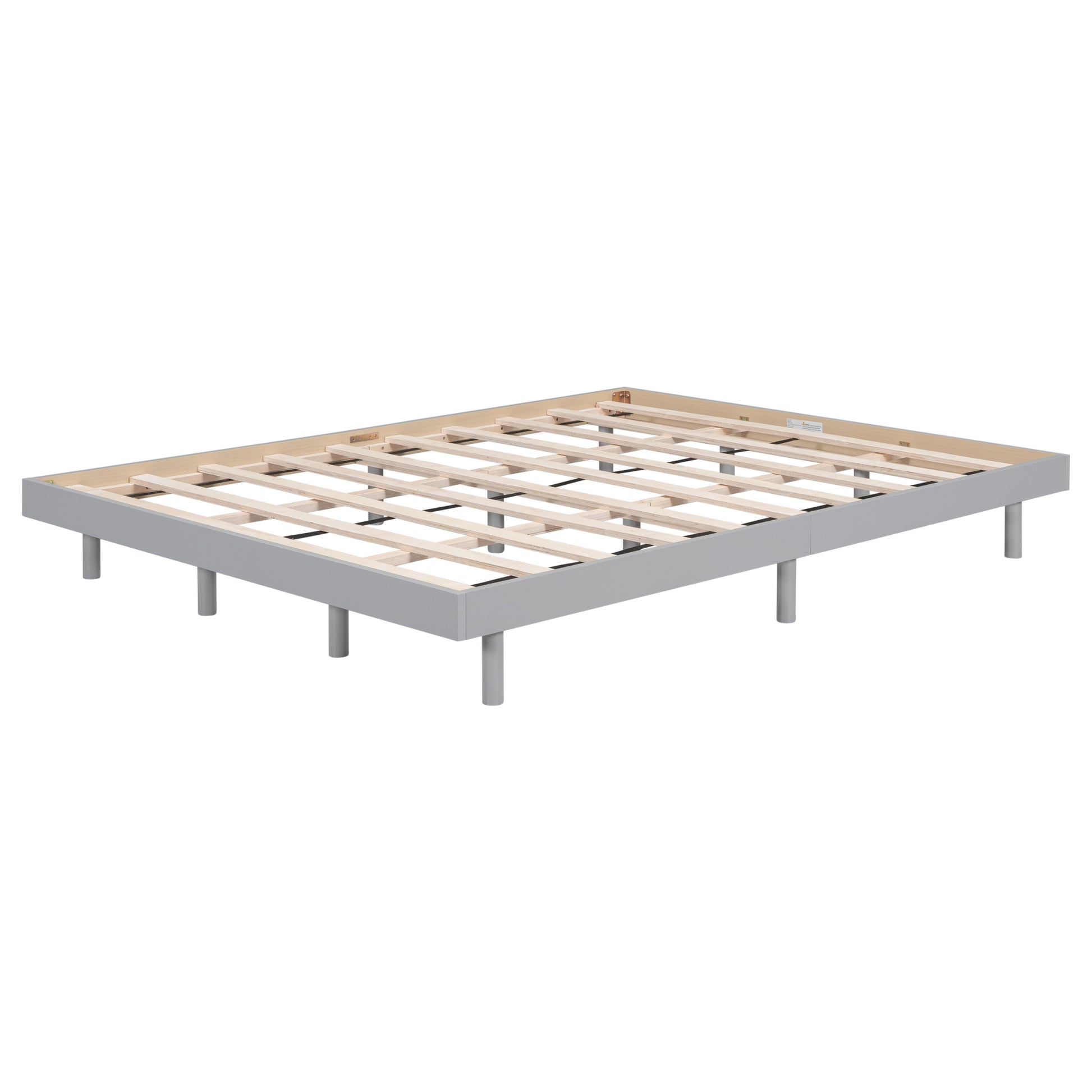 Modern Design Queen Floating Platform Bed Frame For Grey Color Grey Particle Board