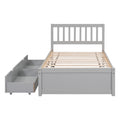 Modern Design Wooden Twin Size Platform Bed With 2 Drawers For Grey Color Grey Rubber Wood