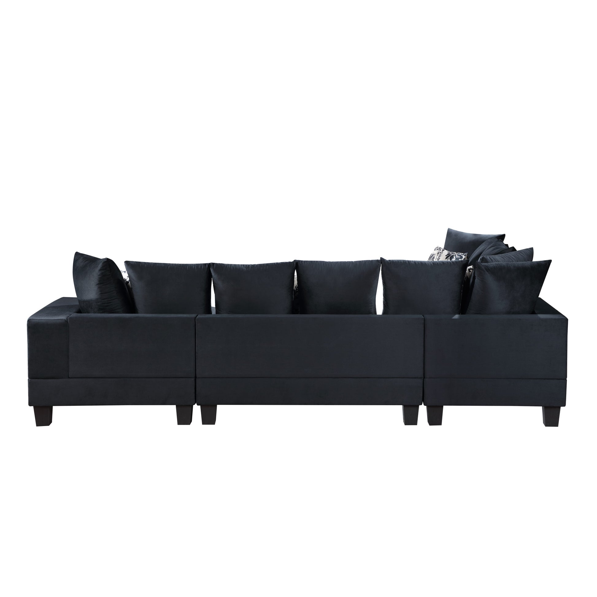 110*85" Modern U Shape Sectional Sofa, Velvet Corner Couch With Lots Of Pillows Included,Elegant And Functional Indoor Furniture For Living Room, Apartment, Office,2 Colors Black Velvet