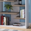 Mid Century Display Cabinet, Open Back Display Cabinet With 8 Shelves White & Dark Taupe White Particle Board
