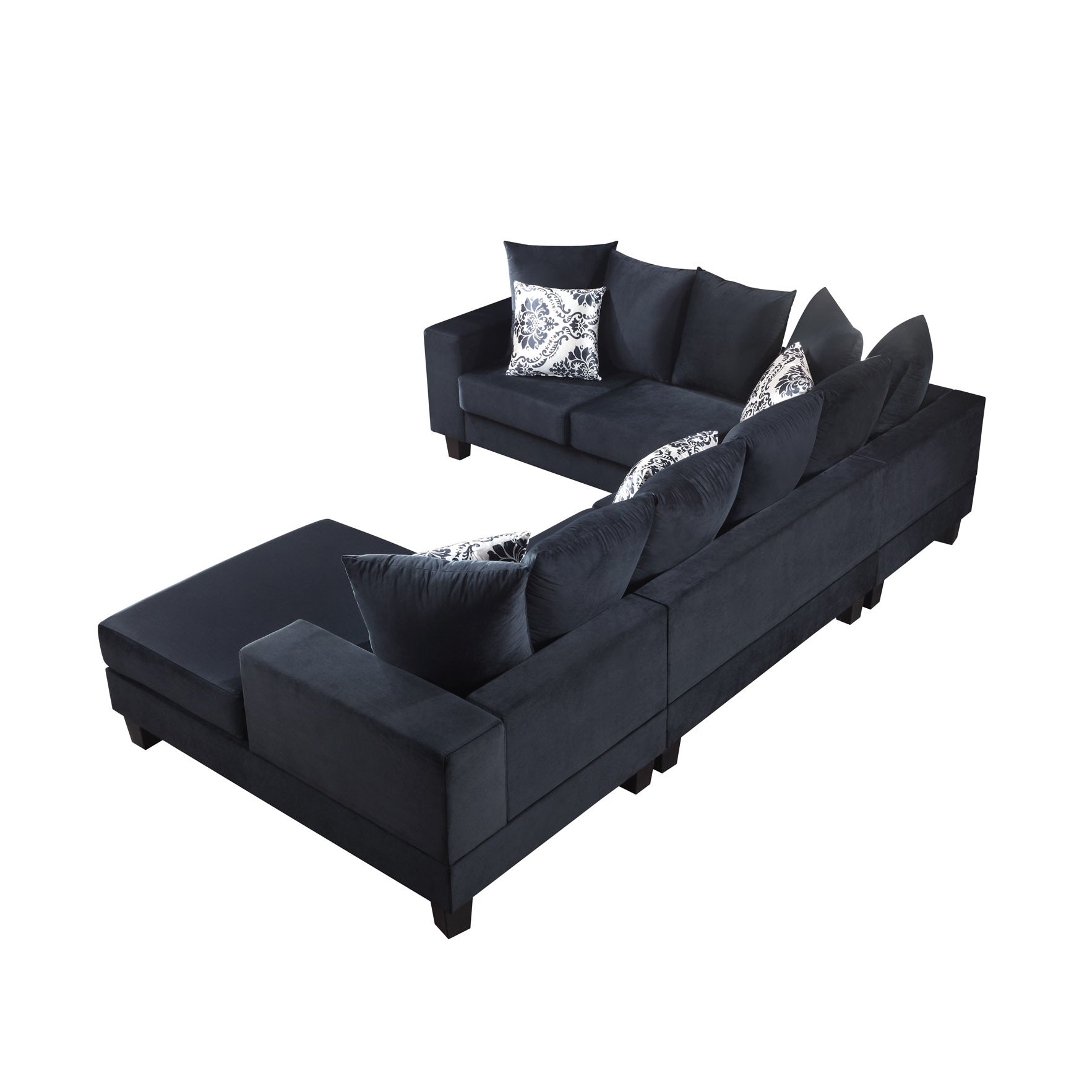 110*85" Modern U Shape Sectional Sofa, Velvet Corner Couch With Lots Of Pillows Included,Elegant And Functional Indoor Furniture For Living Room, Apartment, Office,2 Colors Black Velvet