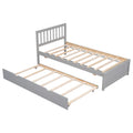 Modern Design Wooden Twin Size Platform Bed Frame With Trundle For Grey Color Grey Rubber Wood