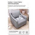 360 Degree Swivel Armchair Cotton Linen Skin Friendly Fabric Ergonomic Design Brass Nail Decorative Armchair Living Room Chairs Bedroom Chairs Living Room Chairs Black Legs Suitable For Indoor Homes