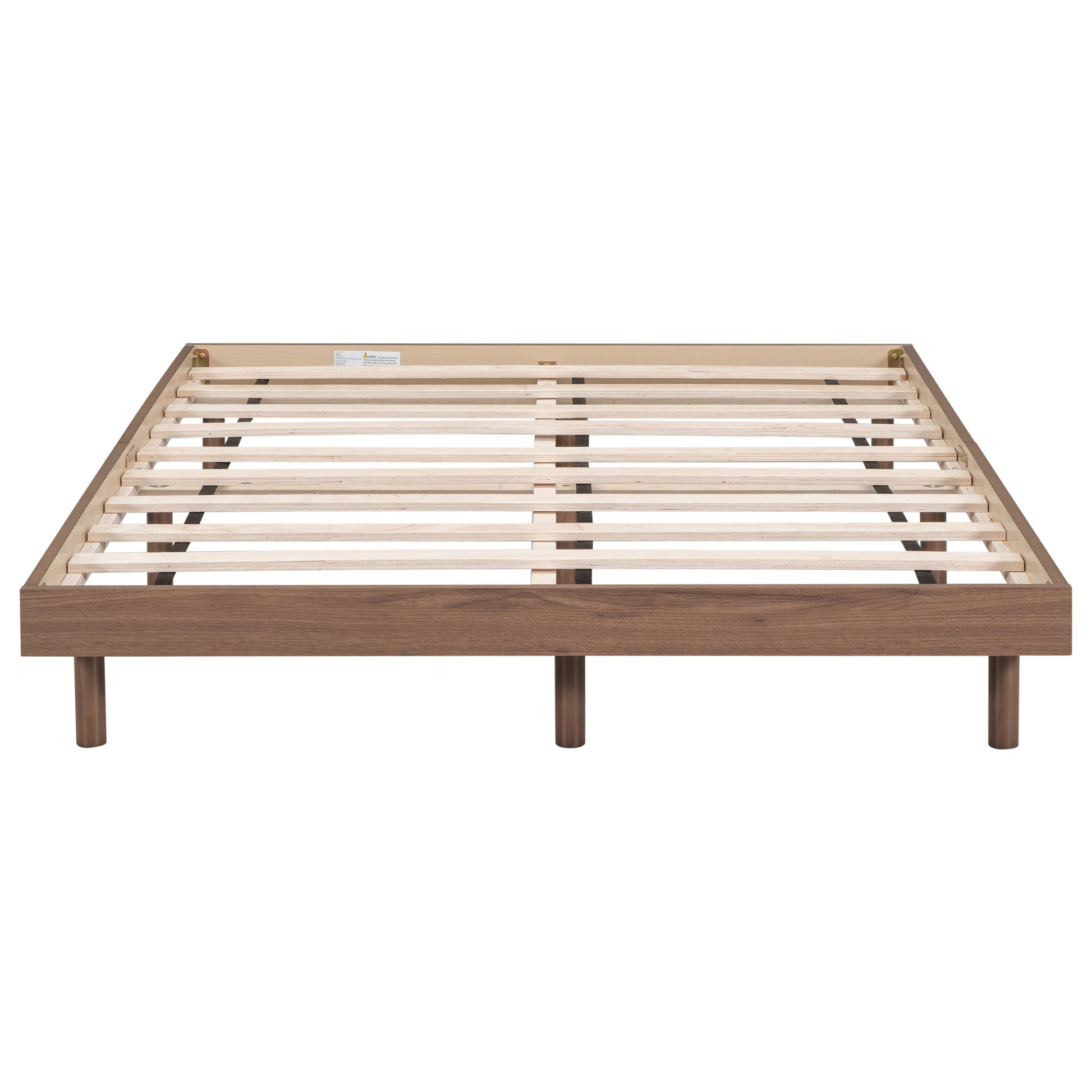 Modern Design Full Floating Platform Bed Frame For Walnut Color Walnut Particle Board