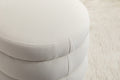 006 Soft Velvet Round Ottoman Footrest Stool,Ivory Ivory Modern Footstool Foam Velvet