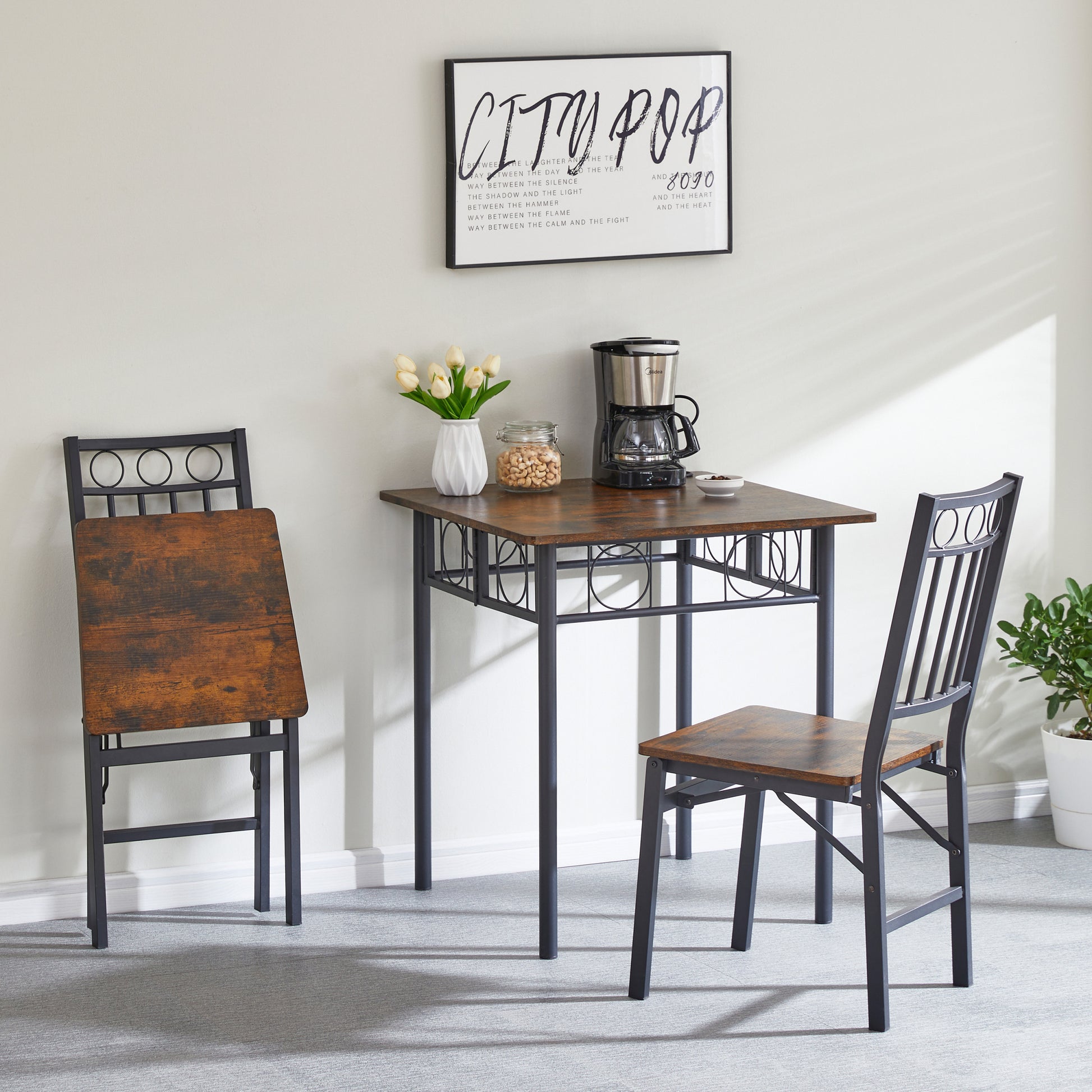 Dining Assemble Metal& Wood Seat Modern Style For Dining Room Decor Folding Retro Chair Brown Brown Dining Room American Design,American Traditional Dining Chairs Metal & Wood