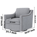 360 Degree Swivel Armchair Cotton Linen Skin Friendly Fabric Ergonomic Design Brass Nail Decorative Armchair Living Room Chairs Bedroom Chairs Living Room Chairs Black Legs Suitable For Indoor Homes