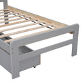 Modern Design Twin Size Platform Bed Frame With 2 Drawers For Grey Color Twin Grey Rubber Wood