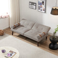 Convertible Sofa Bed Futon With Solid Wood Legs Linen Fabric Light Grey Light Grey Fabric