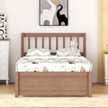 Modern Design Wooden Twin Size Platform Bed Frame With Trundle For Walnut Color Walnut Rubber Wood