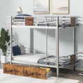 Twin Xl Over Twin Xl Metal Bunk Bed With Mdf Board Guardrail And Two Storage Drawers,Silver Twin Xl Silver Metal