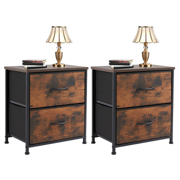 Drawers Dresser Chest Of Drawers,Metal Frame And Wood Top,Brown,Two Packs Brown Wood