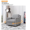 360 Degree Swivel Armchair Cotton Linen Skin Friendly Fabric Ergonomic Design Brass Nail Decorative Armchair Living Room Chairs Bedroom Chairs Living Room Chairs Black Legs Suitable For Indoor Homes