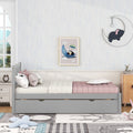 Modern Design Wooden Twin Size Platform Bed Frame With Trundle For Grey Color Grey Rubber Wood