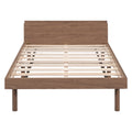 Modern Design Twin Size Platform Bed Frame With Built In Usb Port For Walnut Color Walnut Particle Board