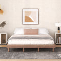 Modern Design Queen Floating Platform Bed Frame For Walnut Color Walnut Particle Board