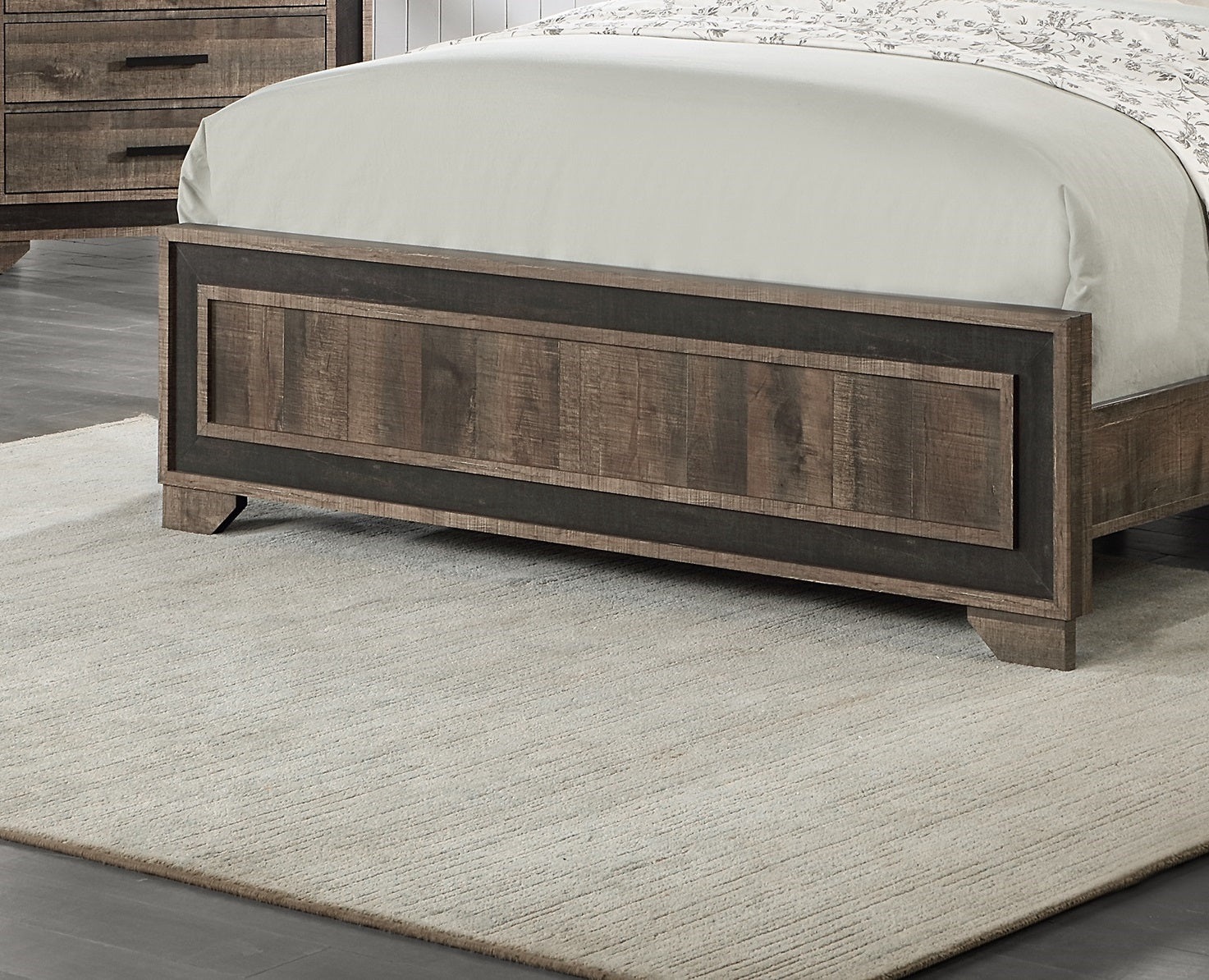 Oak Finish 1Pc Queen Size Bed High Headboard Mdf Particle Board Bedroom Furniture Bedframe Unique Panel Design Box Spring Required Queen Oak Wood Bedroom Contemporary,Modern Panel Particle Board