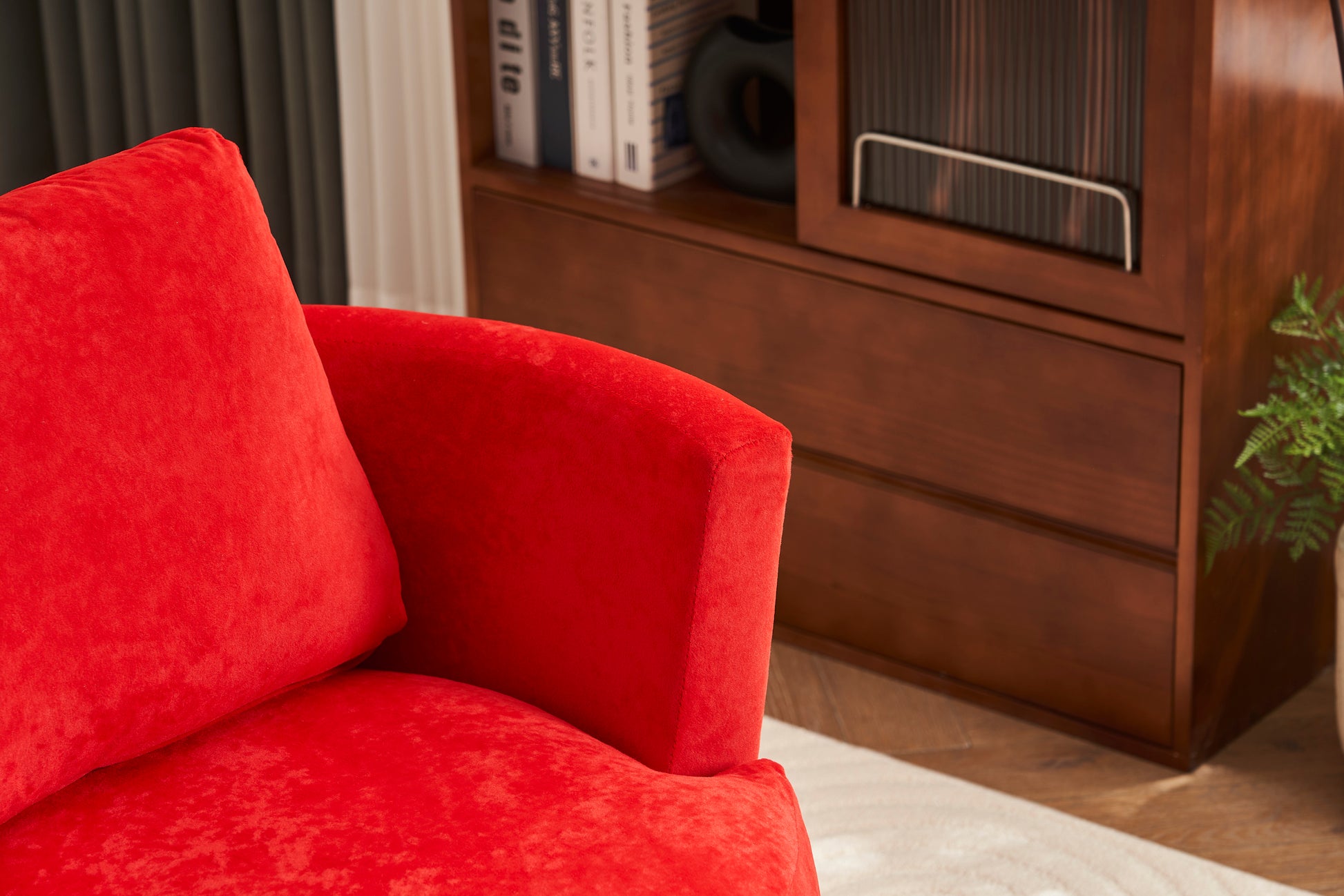 Velvet Swivel Barrel Chair, Swivel Accent Chairs Armchair For Living Room, Reading Chairs For Bedroom Comfy, Round Barrel Chairs With Gold Stainless Steel Base Red Red Primary Living Space Modern Velvet