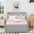 Modern Design Wooden Twin Size Platform Bed Frame With Trundle For Grey Color Grey Rubber Wood