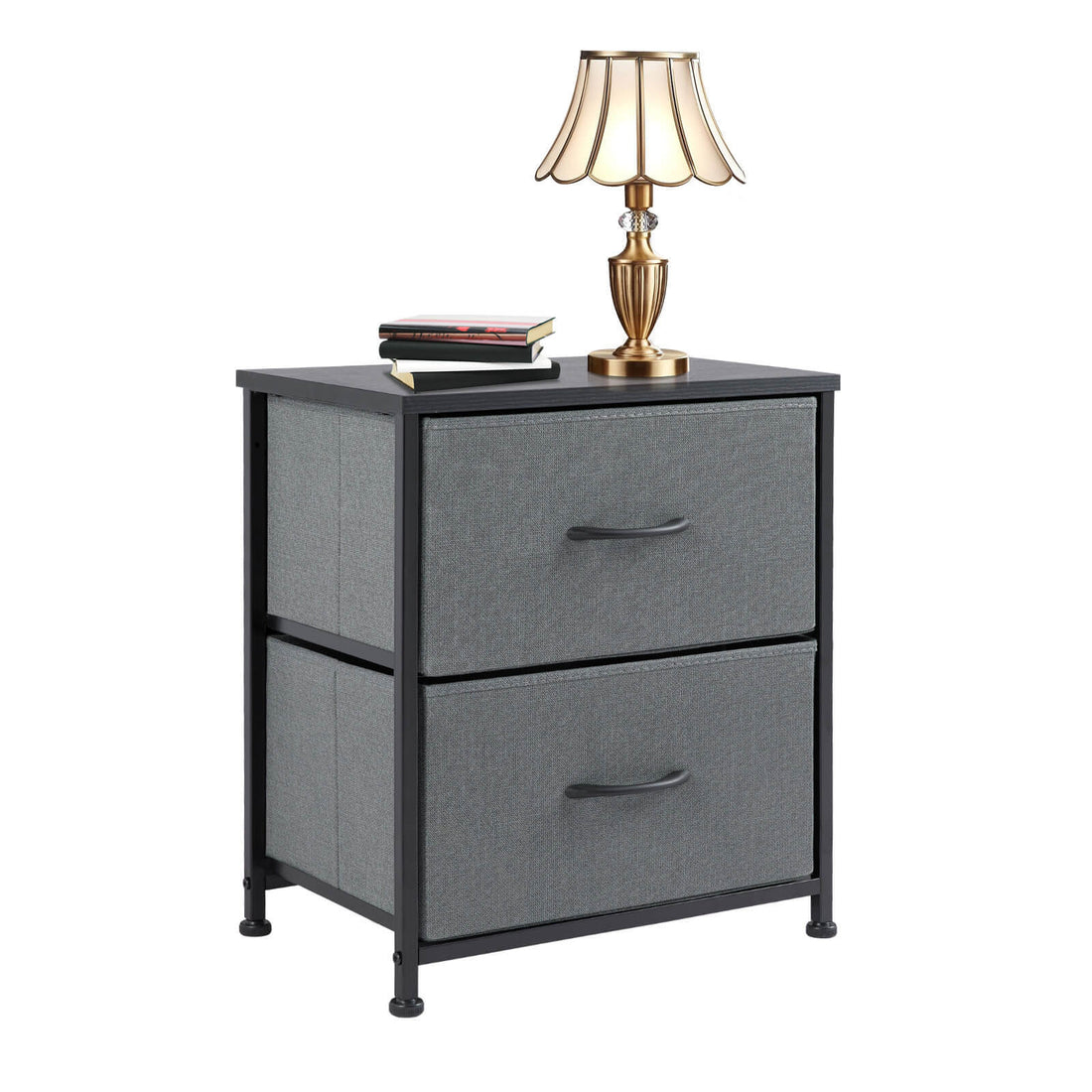 Drawers Dresser Chest Of Drawers,Metal Frame And Wood Top,2Bc,Gray Gray Wood