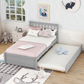 Modern Design Wooden Twin Size Platform Bed Frame With Trundle For Grey Color Grey Rubber Wood