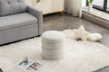 006 Soft Velvet Round Ottoman Footrest Stool,Ivory Ivory Modern Footstool Foam Velvet