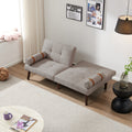 Convertible Sofa Bed Futon With Solid Wood Legs Linen Fabric Light Grey Light Grey Fabric