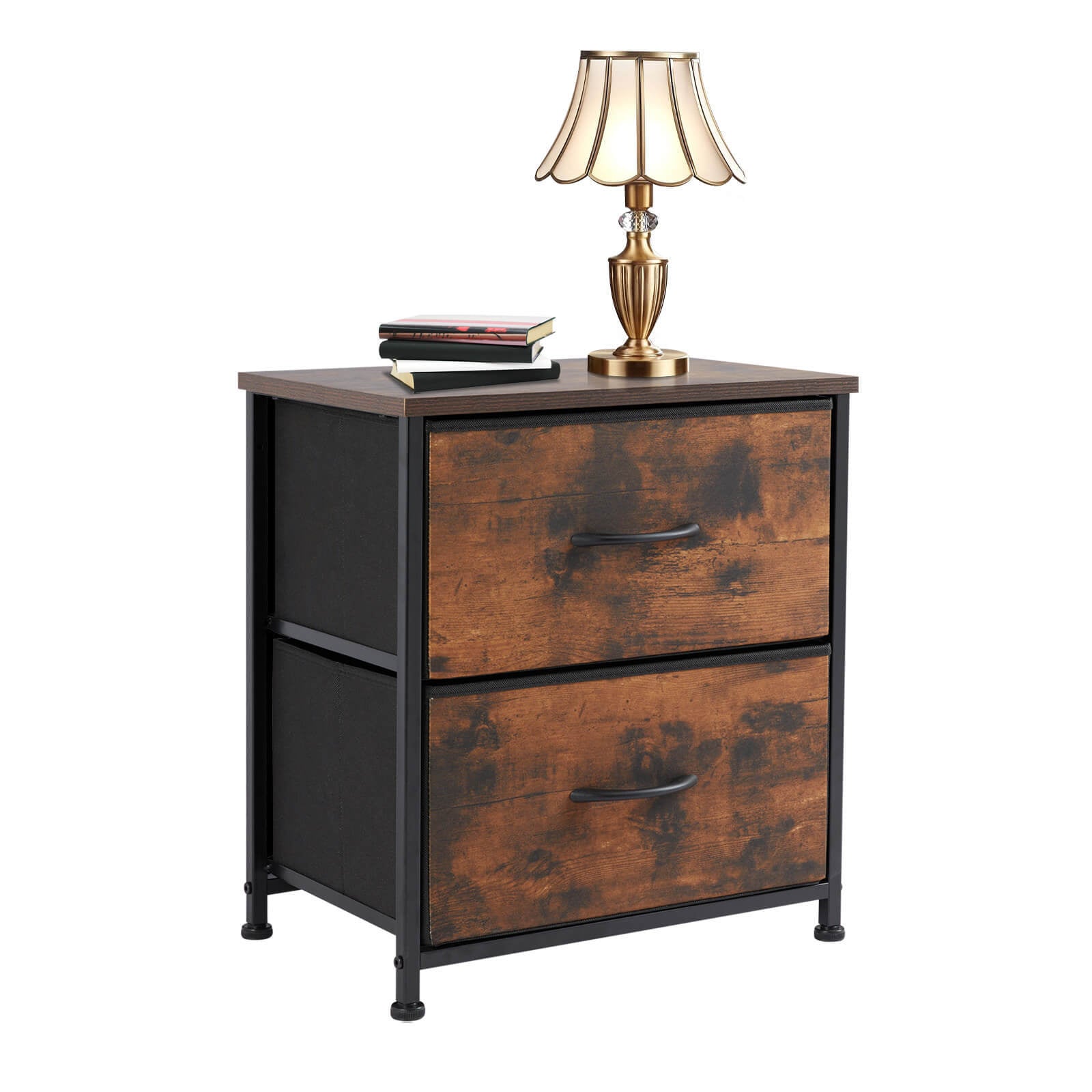 Drawers Dresser Chest Of Drawers,Metal Frame And Wood Top,2Bc,Brown Brown Wood