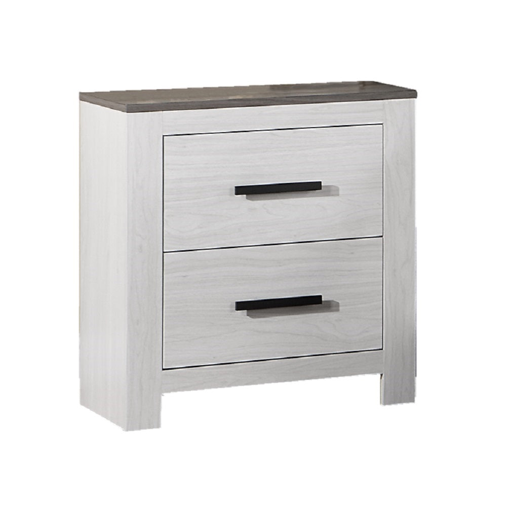 White Color 1Pc Nightstand Paper Veneer Bedroom Furniture 2 Drawers Bedside Table White 2 Drawers Bedroom Bedside Cabinet Contemporary,Modern,Transitional Particle Board