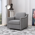 360 Degree Swivel Armchair Cotton Linen Skin Friendly Fabric Ergonomic Design Brass Nail Decorative Armchair Living Room Chairs Bedroom Chairs Living Room Chairs Black Legs Suitable For Indoor Homes