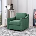 360 Degree Swivel Armchair Cotton Linen Skin Friendly Fabric Ergonomic Design Brass Nail Decorative Armchair Living Room Chairs Bedroom Chairs Living Room Chairs Black Legs Suitable For Indoor Homes