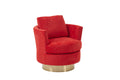 Velvet Swivel Barrel Chair, Swivel Accent Chairs Armchair For Living Room, Reading Chairs For Bedroom Comfy, Round Barrel Chairs With Gold Stainless Steel Base Red Red Primary Living Space Modern Velvet