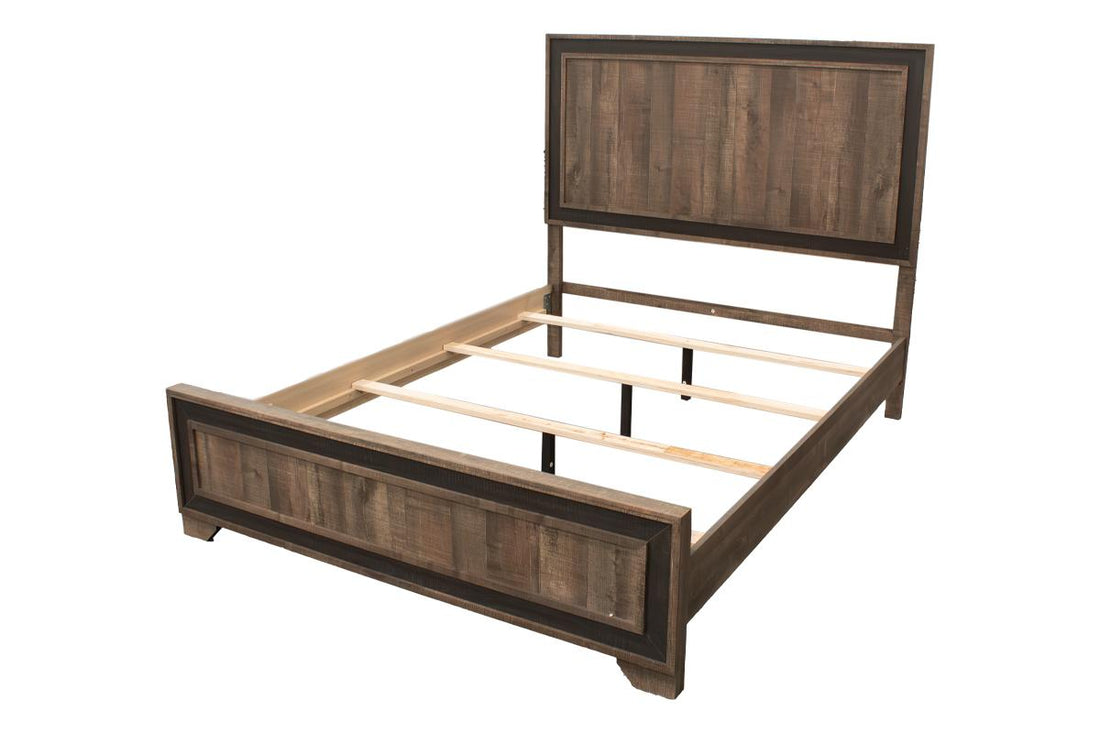 Oak Finish High Headboard 1Pc Queen Size Bed Bedroom Furniture Bedframe Panel Design Wooden Box Spring Required Queen Oak Wood Bedroom Contemporary,Modern Panel Particle Board