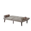 Convertible Sofa Bed Futon With Solid Wood Legs Linen Fabric Light Grey Light Grey Fabric