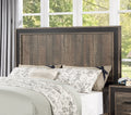 Oak Finish High Headboard 1Pc Queen Size Bed Bedroom Furniture Bedframe Panel Design Wooden Box Spring Required Queen Oak Wood Bedroom Contemporary,Modern Panel Particle Board